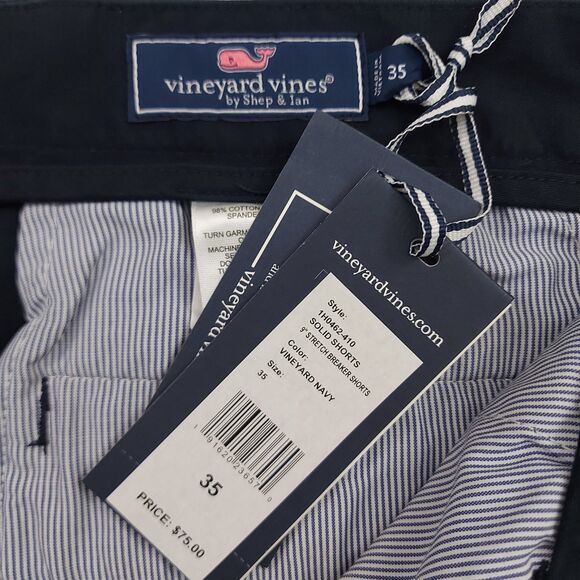Vineyard Vines by Shep & Ian 9" Breaker Shorts Mens 35 Navy Stretch Preppy Work - Picture 9 of 11
